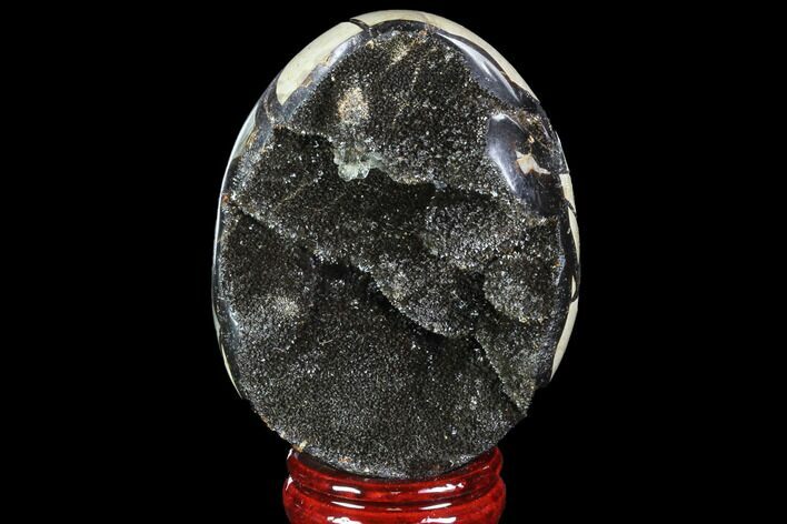 Septarian Dragon Egg Geode - Black Crystals #88364